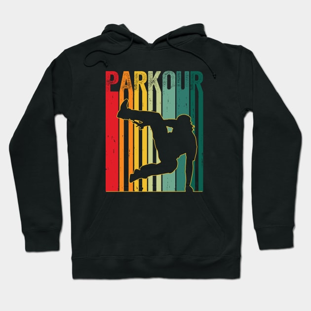 Vintage Style Distressed Parkour Retro Silhouette Hoodie by Wakzs3Arts